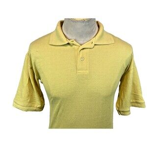 Mens George Martin Yellow Cotton Blend SS Polo Golf Casual Shirt sz M